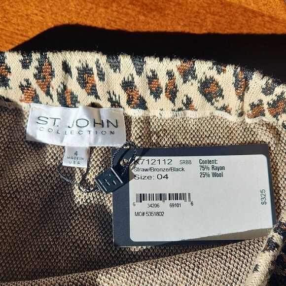 St. John Leopard Print Wool Blazer & Skirt Set, Size 4, Brown, Black, & Gold - Picture 7 of 14